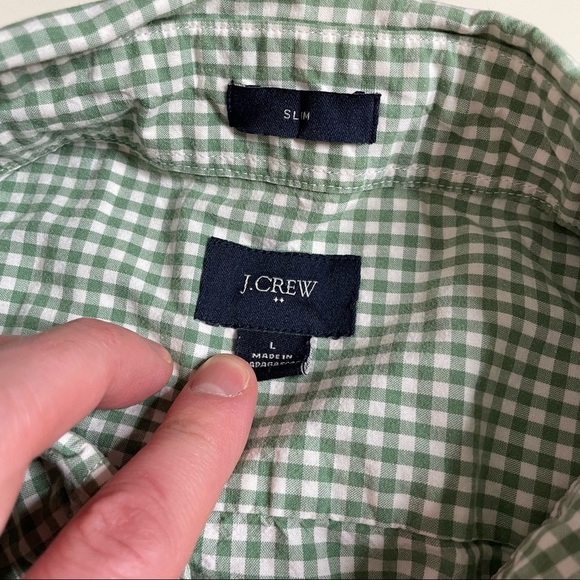 J. Crew Men’s Slim Mini Gingham Pocket Button Shirt Green White Size Large - Picture 5 of 7